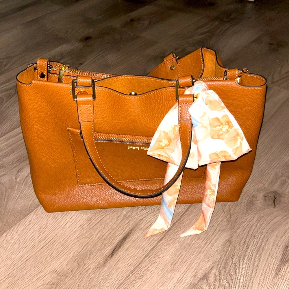 Steve Madden leather purse, brown with bow medium size